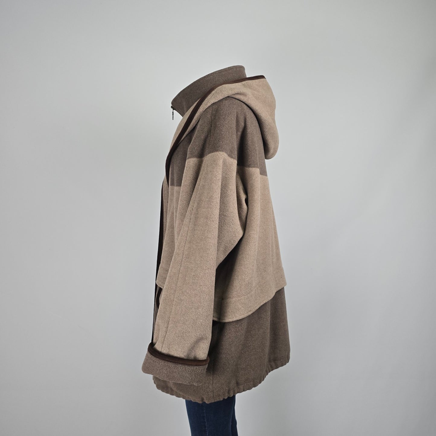 Vintage Sequence Brown Two Tone Wool Winter Jacket Size L