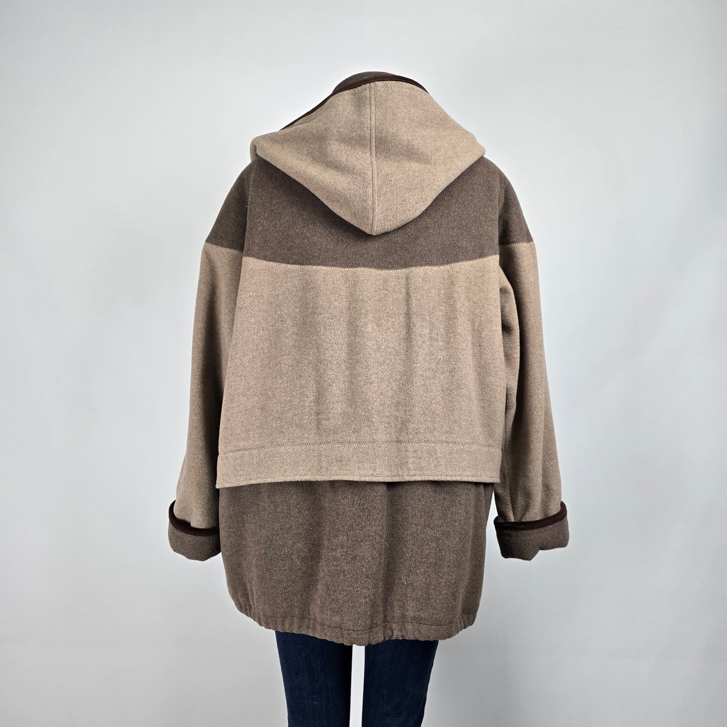 Vintage Sequence Brown Two Tone Wool Winter Jacket Size L