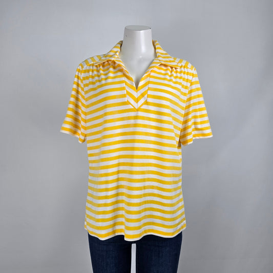 Vintage Koret Francisca Yellow Striped Cotton Colored Top Size L