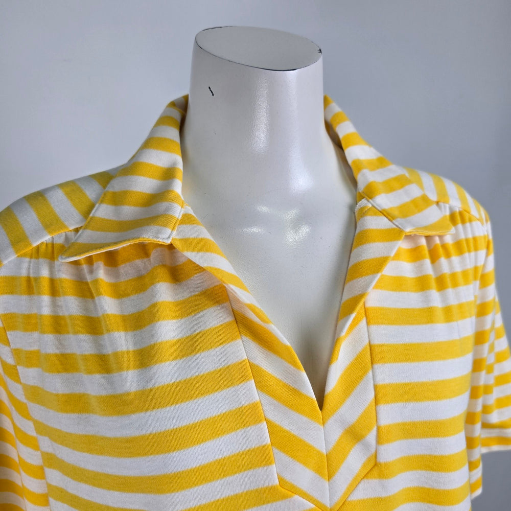 Vintage Koret Francisca Yellow Striped Cotton Colored Top Size L