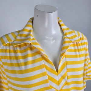 Vintage Koret Francisca Yellow Striped Cotton Colored Top Size L