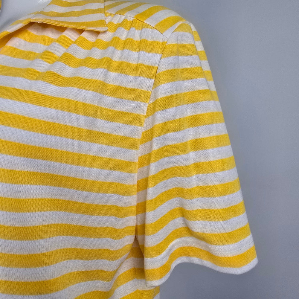 Vintage Koret Francisca Yellow Striped Cotton Colored Top Size L