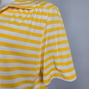 Vintage Koret Francisca Yellow Striped Cotton Colored Top Size L