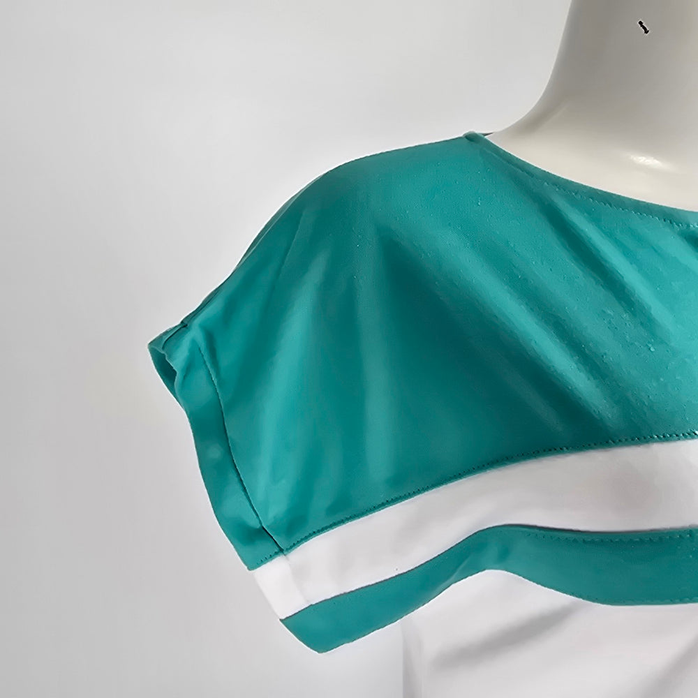Vintage Odyssey Teal Striped Short Sleeve Top Size M
