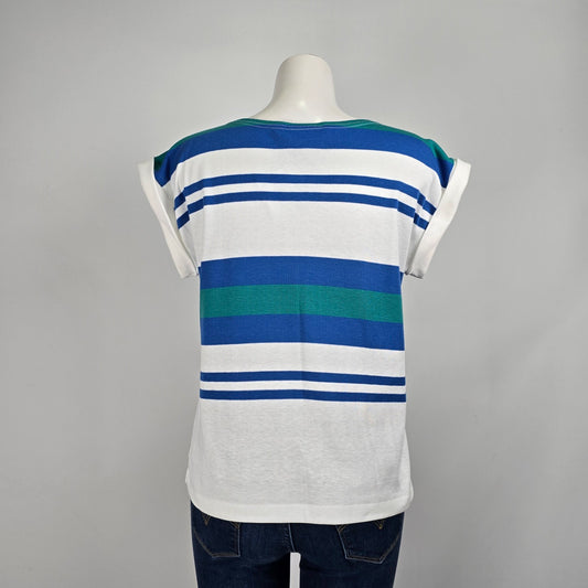 Vintage The Signature Collection Blue Striped Short Sleeve T-shirt Size M/L