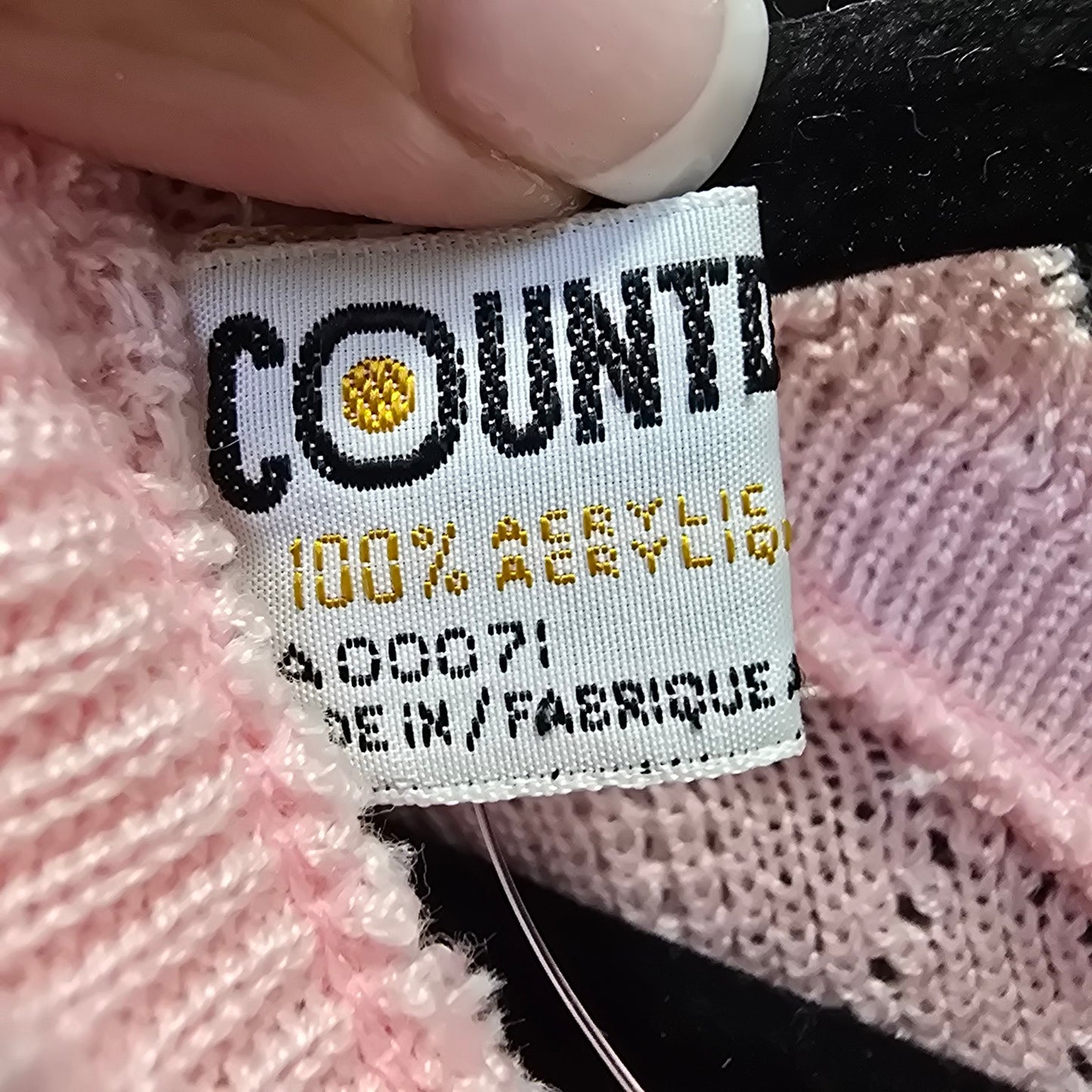 Vintage Countdown Pink Knit V-Neck Sweater Size S/M