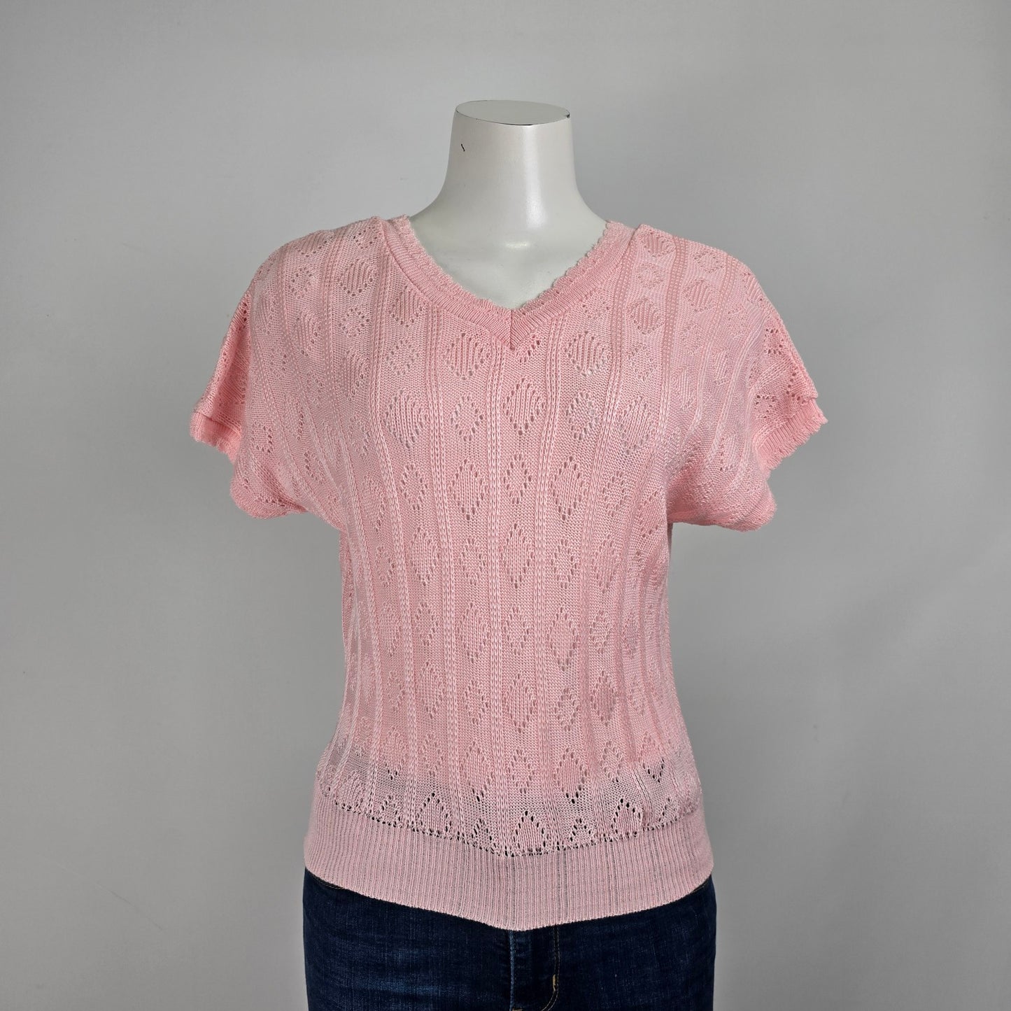 Vintage Countdown Pink Knit V-Neck Sweater Size S/M
