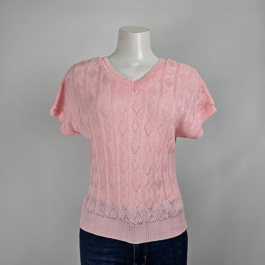 Vintage Countdown Pink Knit V-Neck Sweater Size S/M