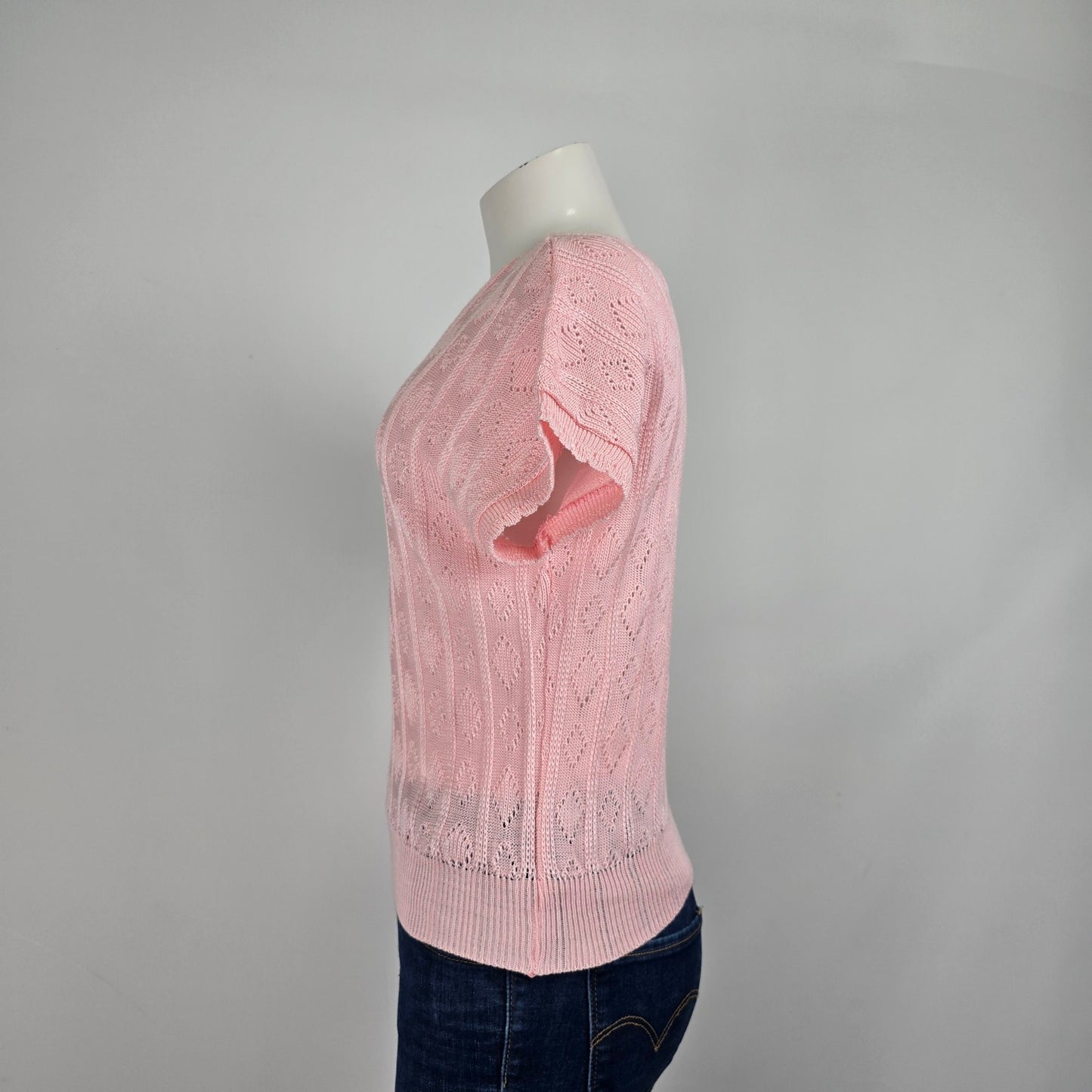 Vintage Countdown Pink Knit V-Neck Sweater Size S/M