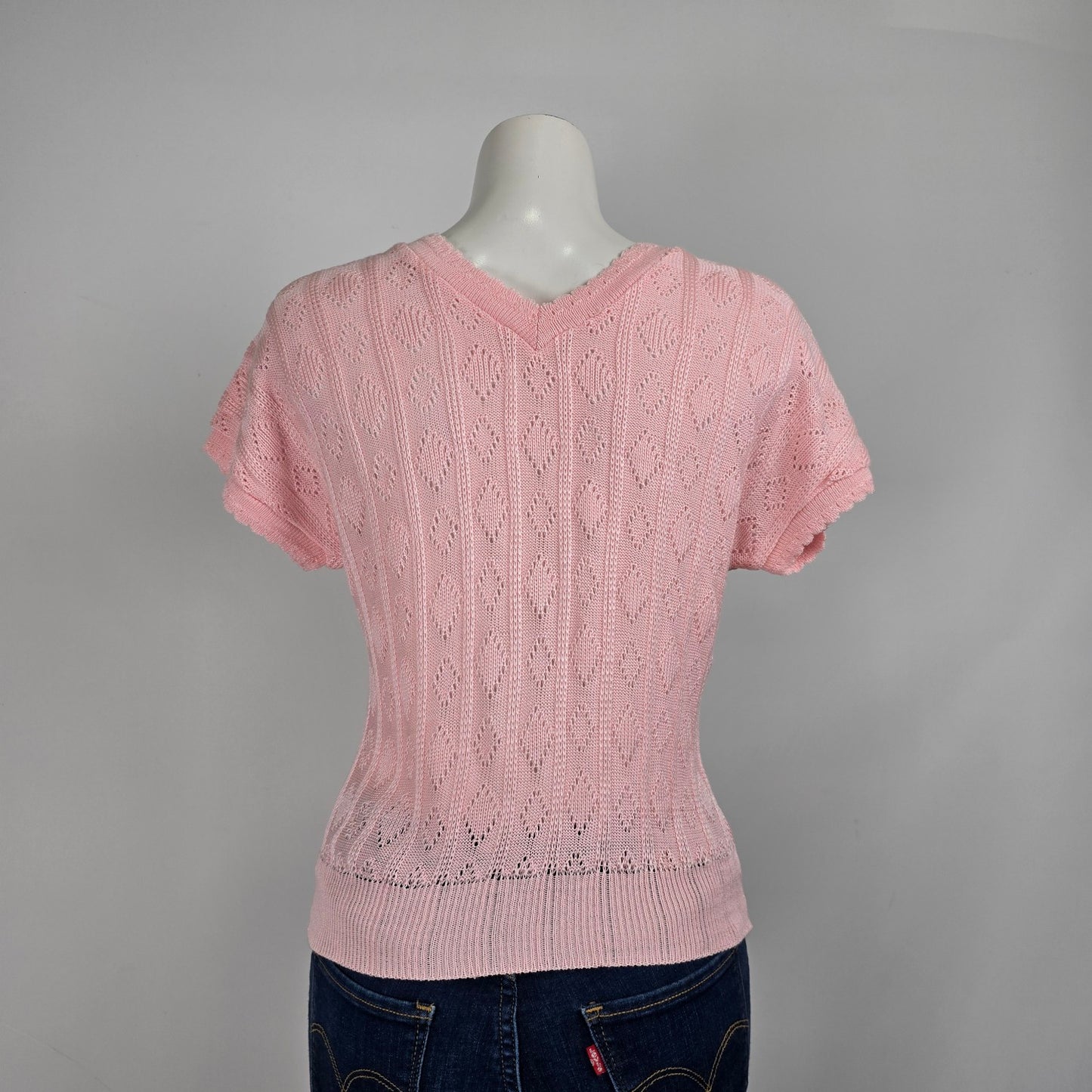 Vintage Countdown Pink Knit V-Neck Sweater Size S/M