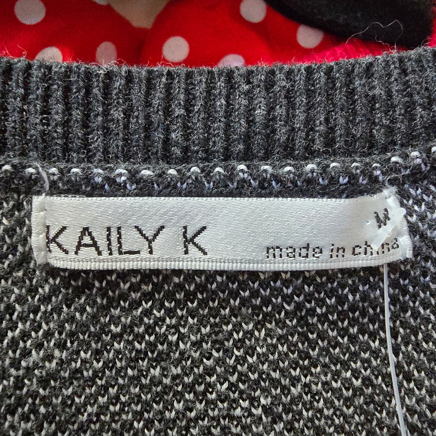 Kaily K Black Argyle Print Knit Frill Sleeve Sweater Size M