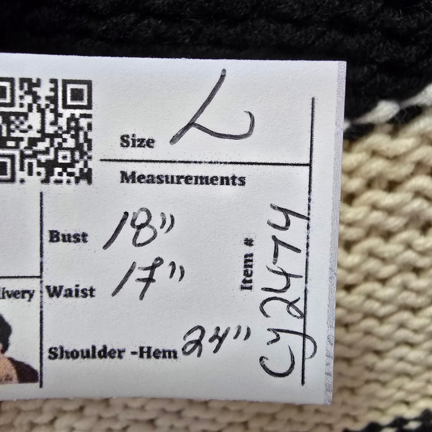 Sanctuary Black & Cream Knit Sweater Size L