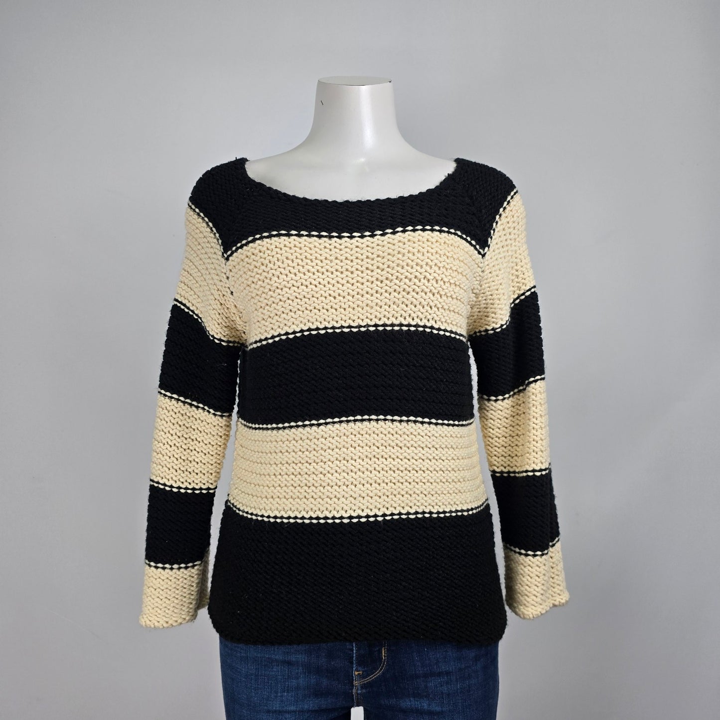 Sanctuary Black & Cream Knit Sweater Size L
