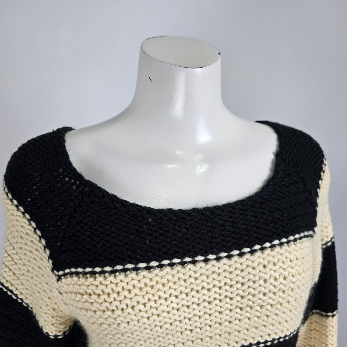 Sanctuary Black & Cream Knit Sweater Size L