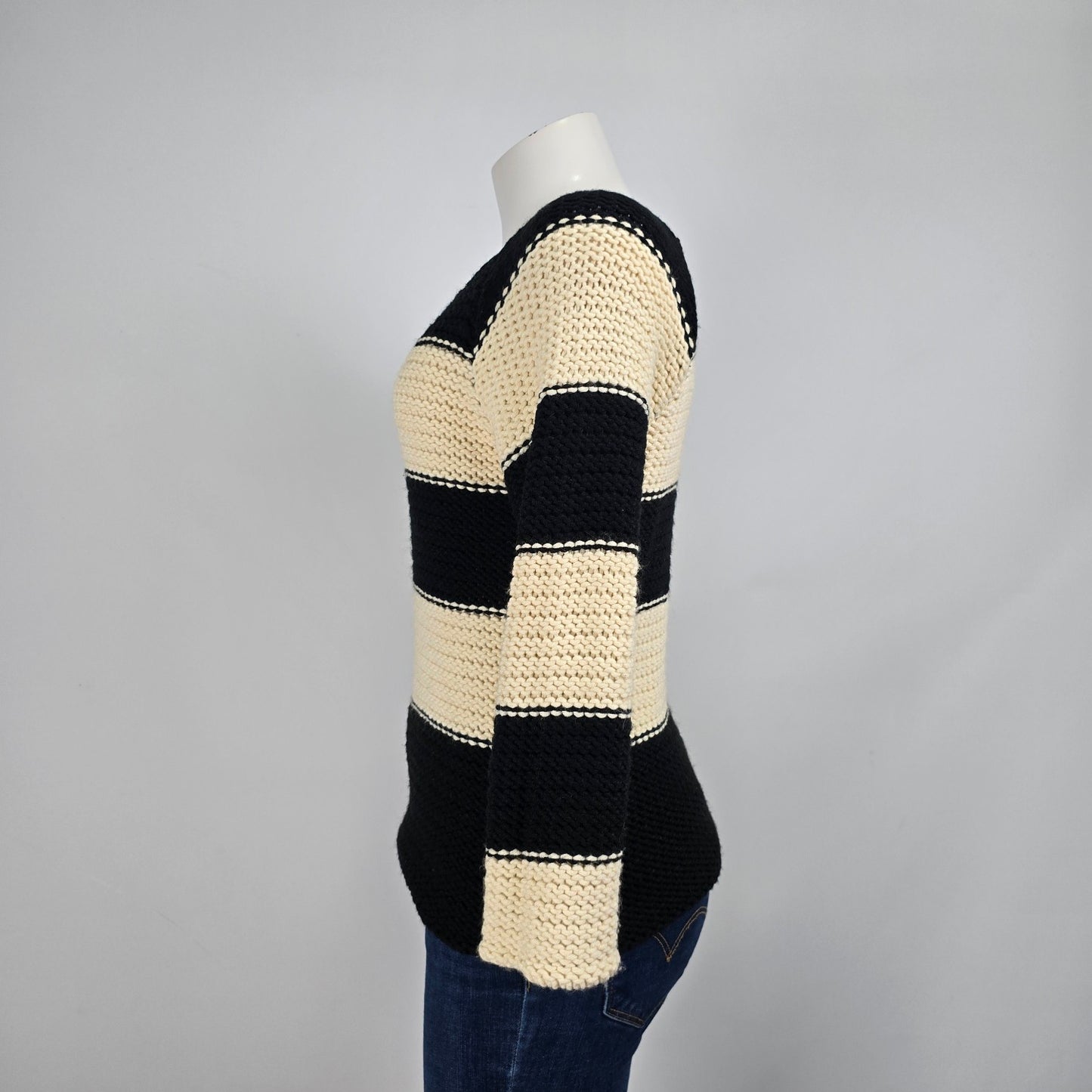 Sanctuary Black & Cream Knit Sweater Size L