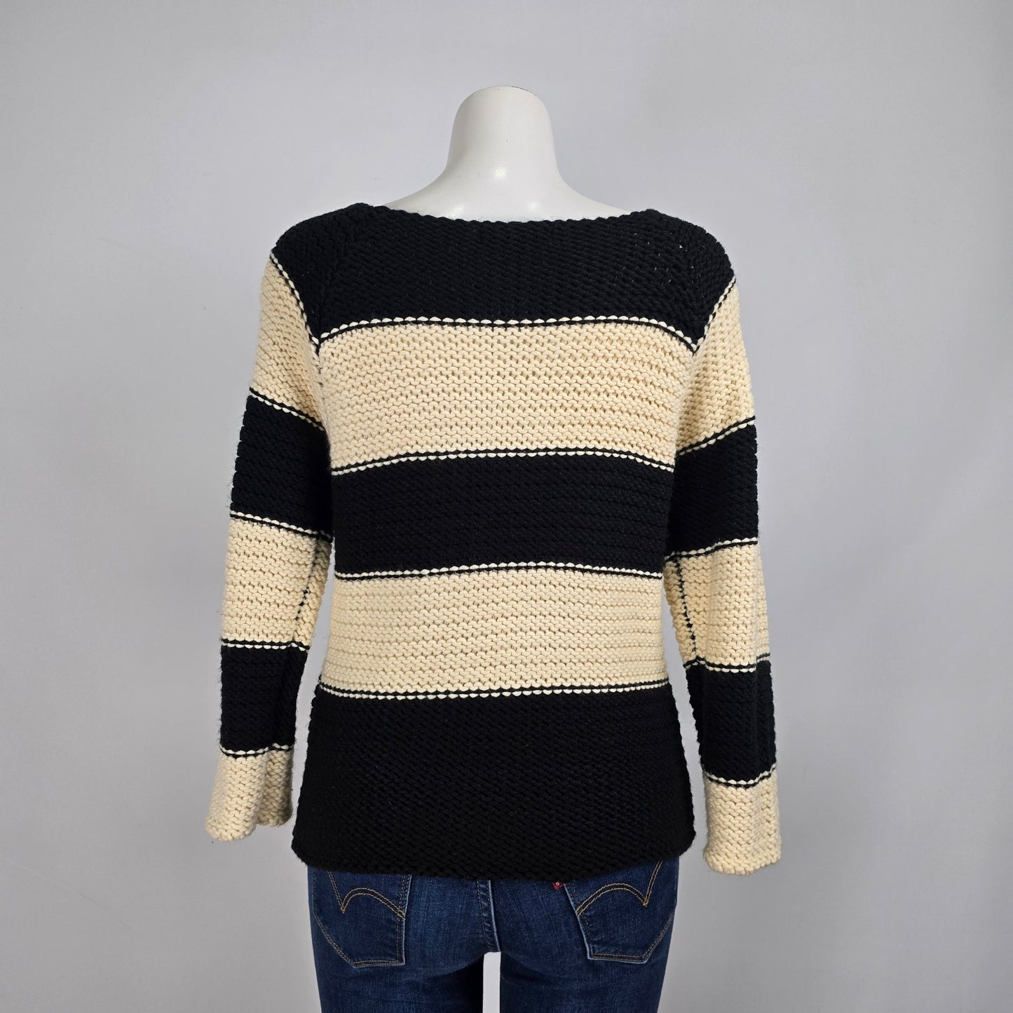 Sanctuary Black & Cream Knit Sweater Size L