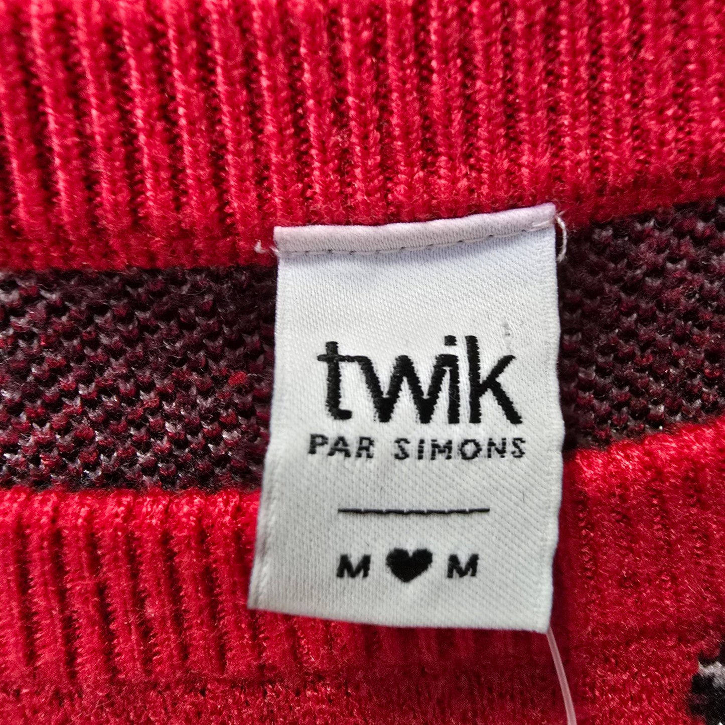 Twik Red Knit Sheep & Dog Sweater Size M