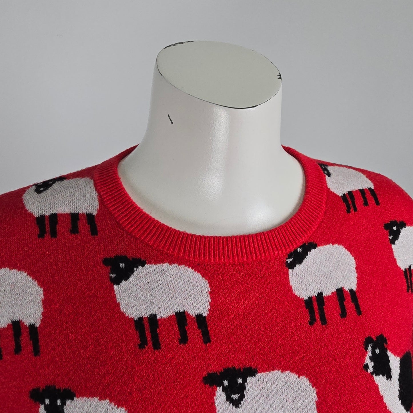 Twik Red Knit Sheep & Dog Sweater Size M