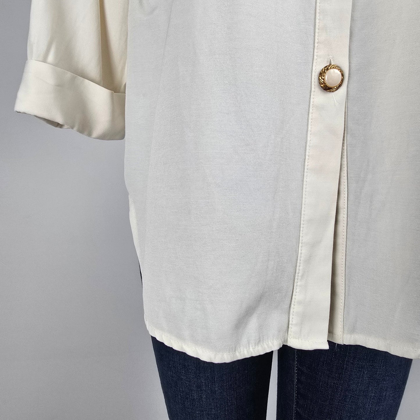 Vintage Jessica White Tassel Western Button Up Blouse Size 14