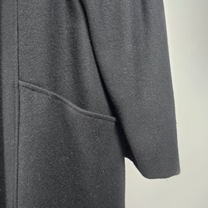 Vintage Black Wool Velvet Detail Button Up Pea Coat Size XL