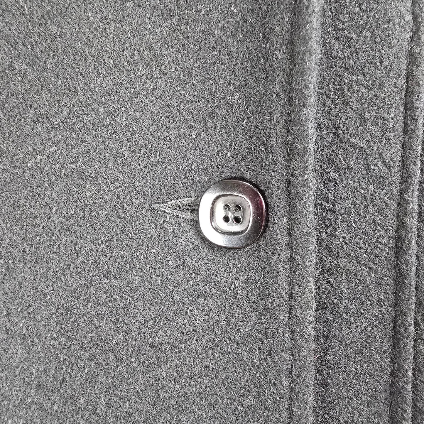 Vintage Black Wool Velvet Detail Button Up Pea Coat Size XL