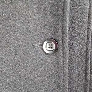 Vintage Black Wool Velvet Detail Button Up Pea Coat Size XL