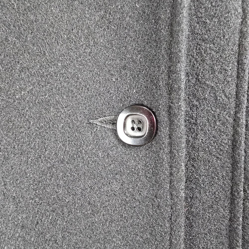Vintage Black Wool Velvet Detail Button Up Pea Coat Size XL