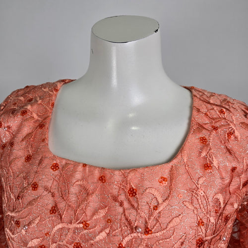 Vintage Handmade Peach Lace Peplum Blouse Size M/L