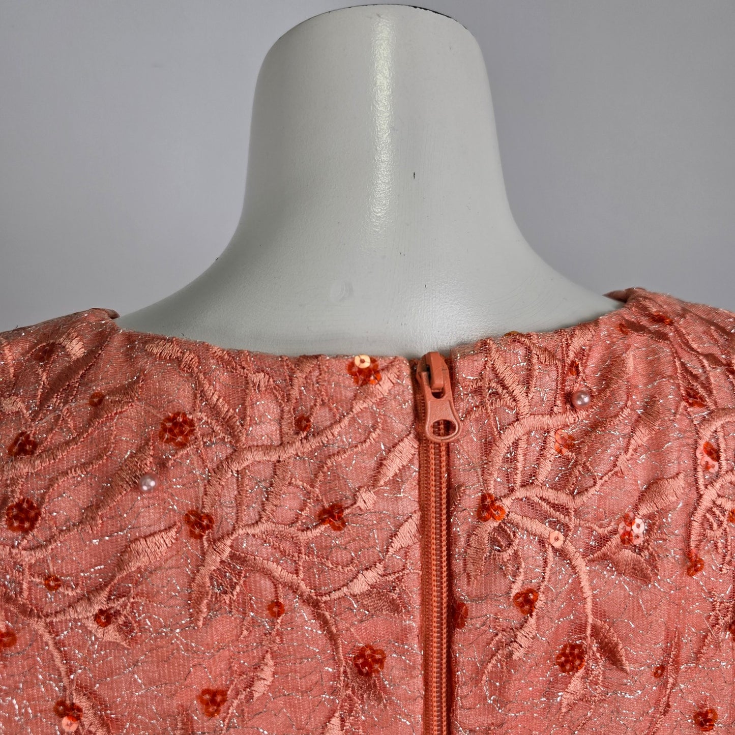 Vintage Handmade Peach Lace Peplum Blouse Size M/L