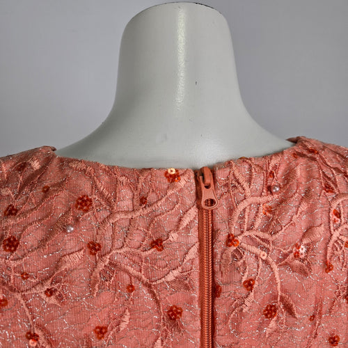 Vintage Handmade Peach Lace Peplum Blouse Size M/L