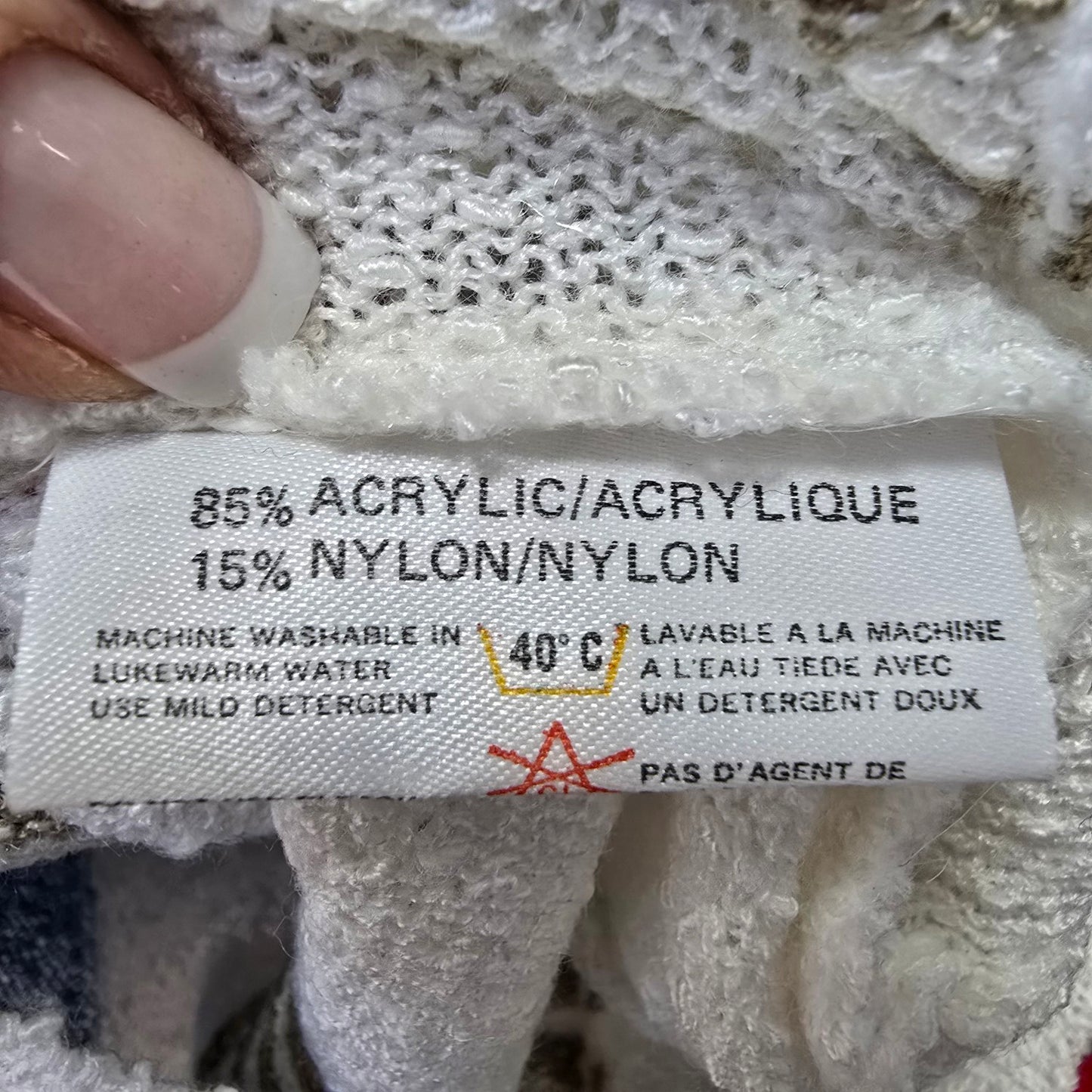 Vintage Alia White & Blue Knit Sweater Size M