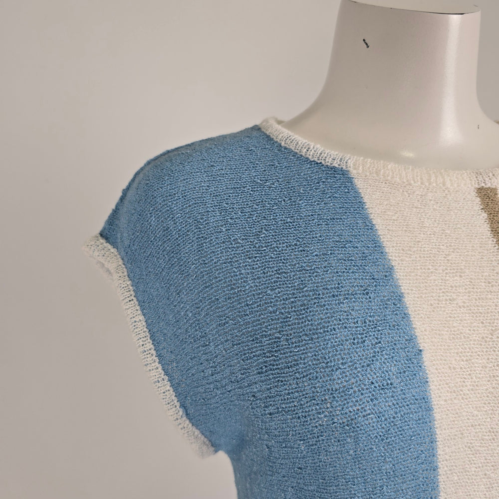Vintage Alia White & Blue Knit Sweater Size M