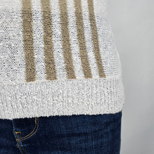 Vintage Alia White & Blue Knit Sweater Size M