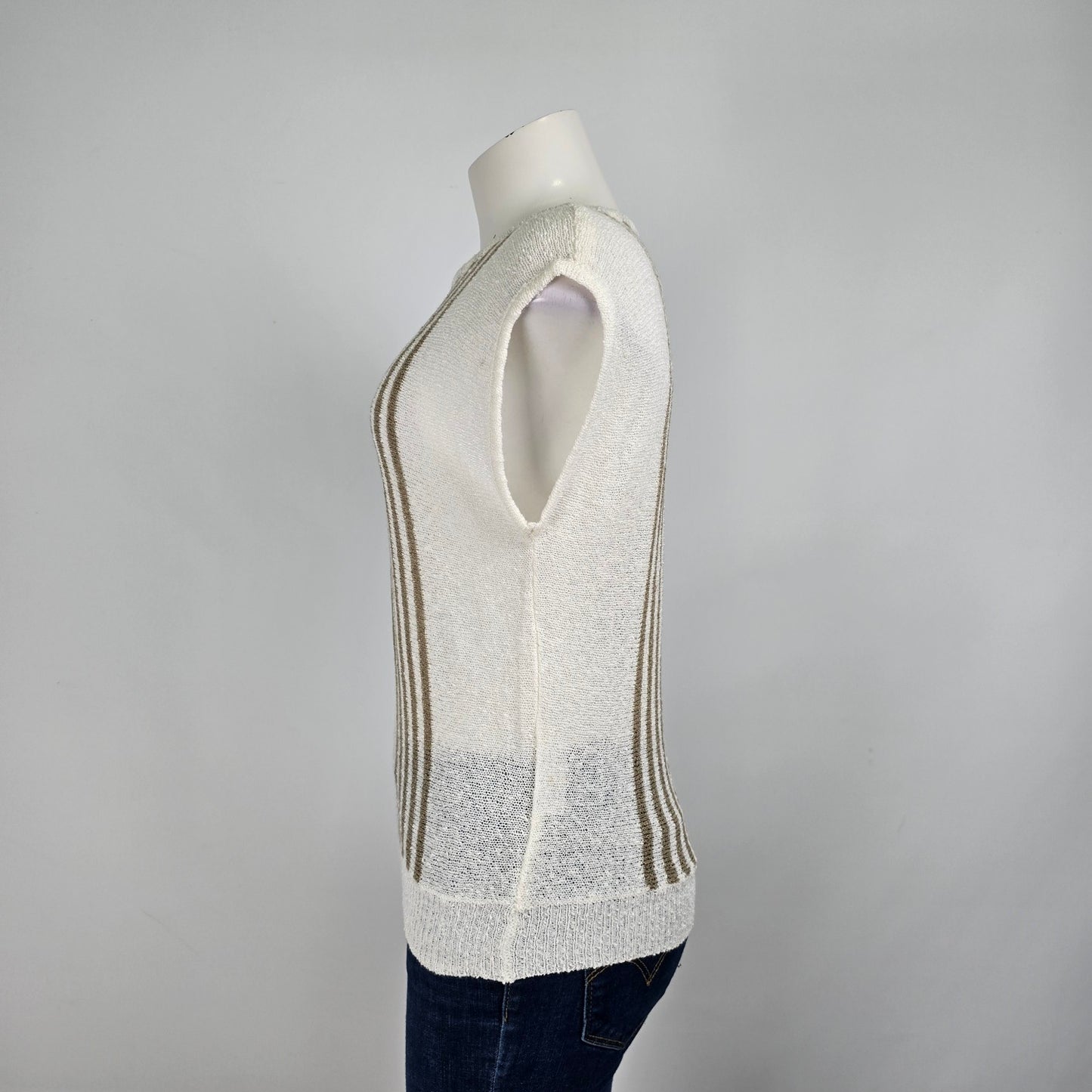 Vintage Alia White & Blue Knit Sweater Size M