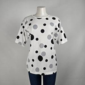 Vintage Destiny White Polka Dot T-Shirt Size S