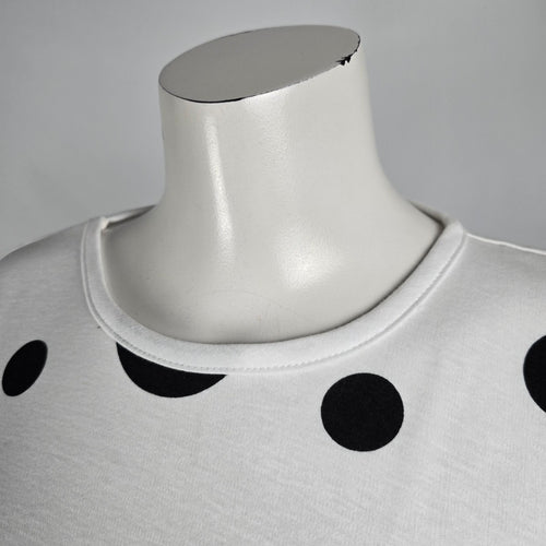 Vintage Destiny White Polka Dot T-Shirt Size S