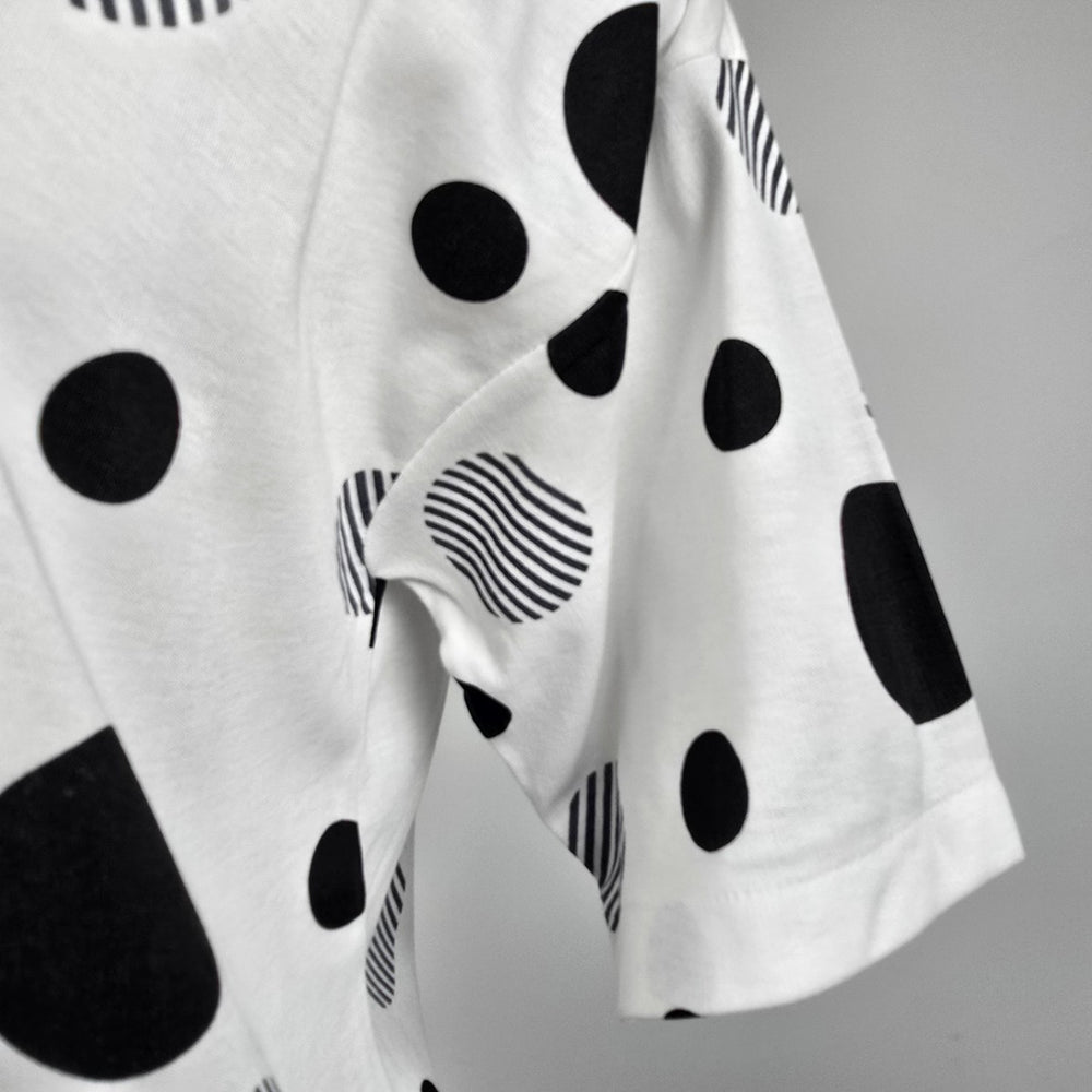 Vintage Destiny White Polka Dot T-Shirt Size S