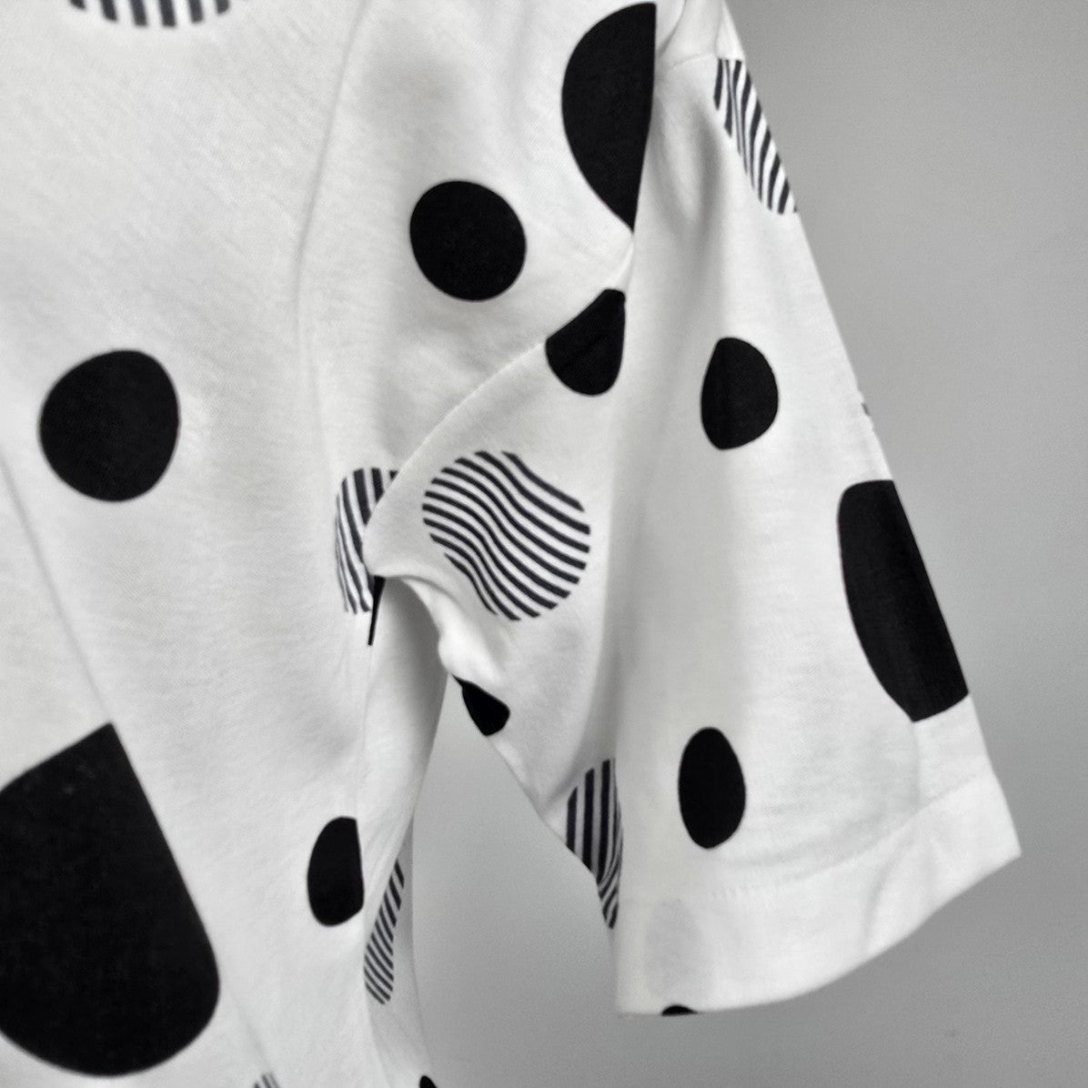 Vintage Destiny White Polka Dot T-Shirt Size S