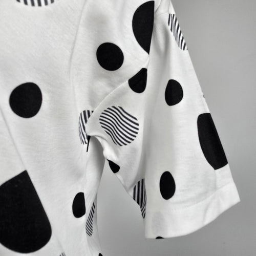 Vintage Destiny White Polka Dot T-Shirt Size S
