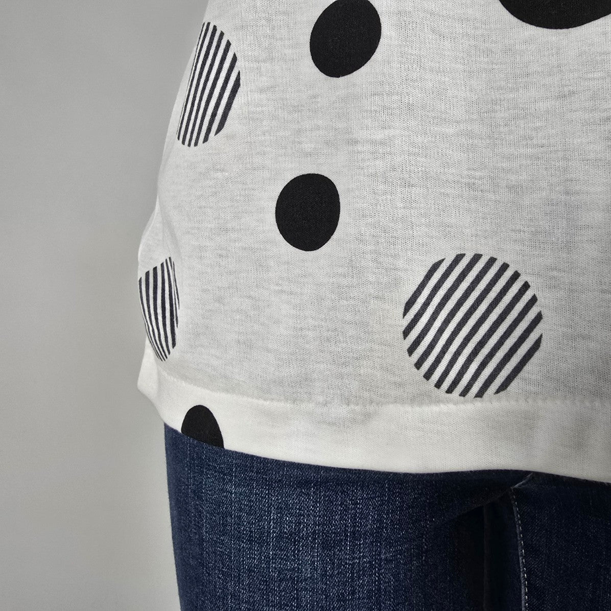 Vintage Destiny White Polka Dot T-Shirt Size S