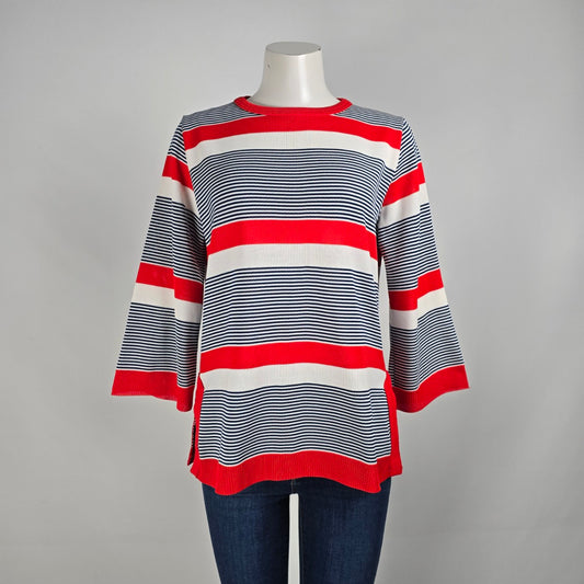 Vintage Elan Red Striped Bell Sleeve Top Size L
