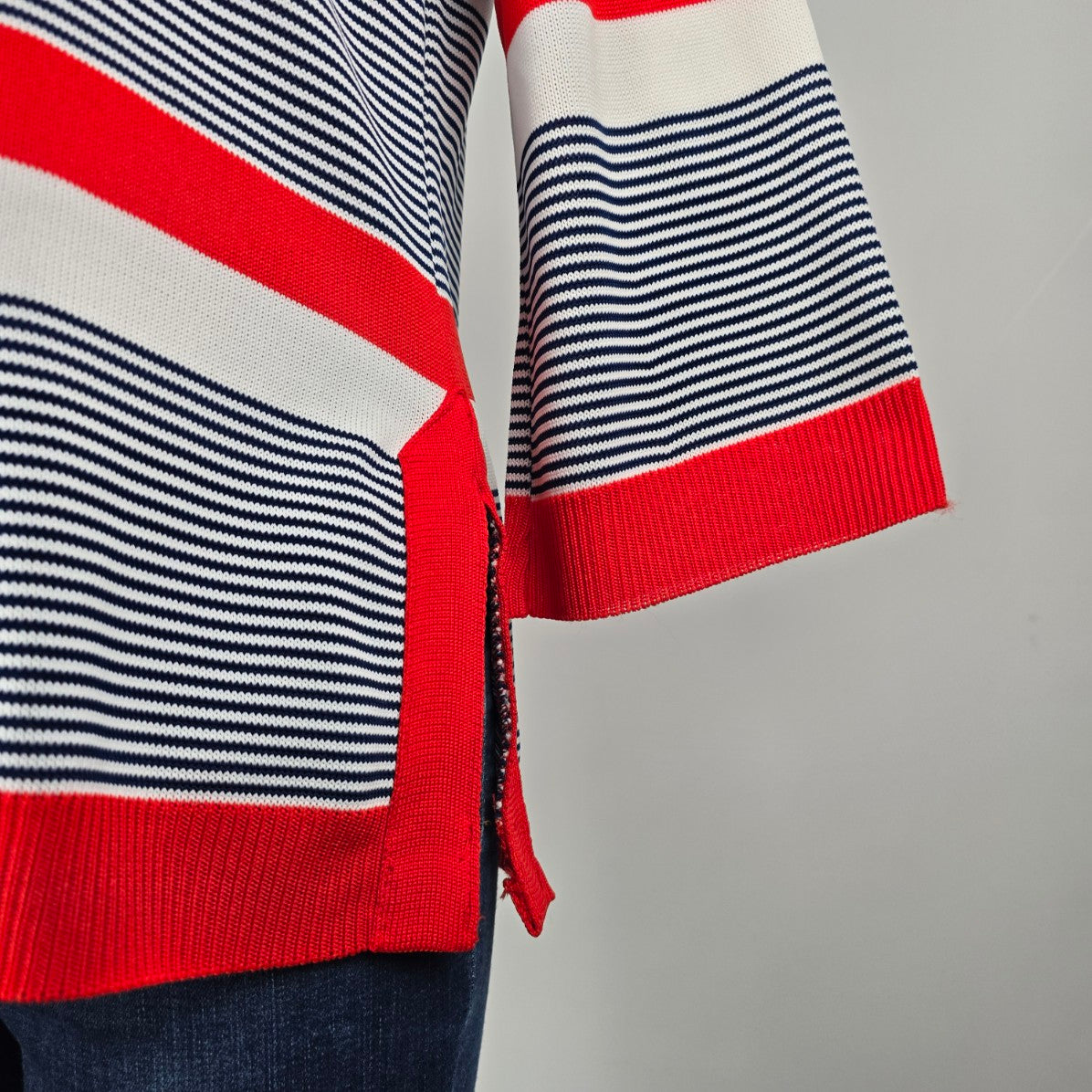 Vintage Elan Red Striped Bell Sleeve Top Size L