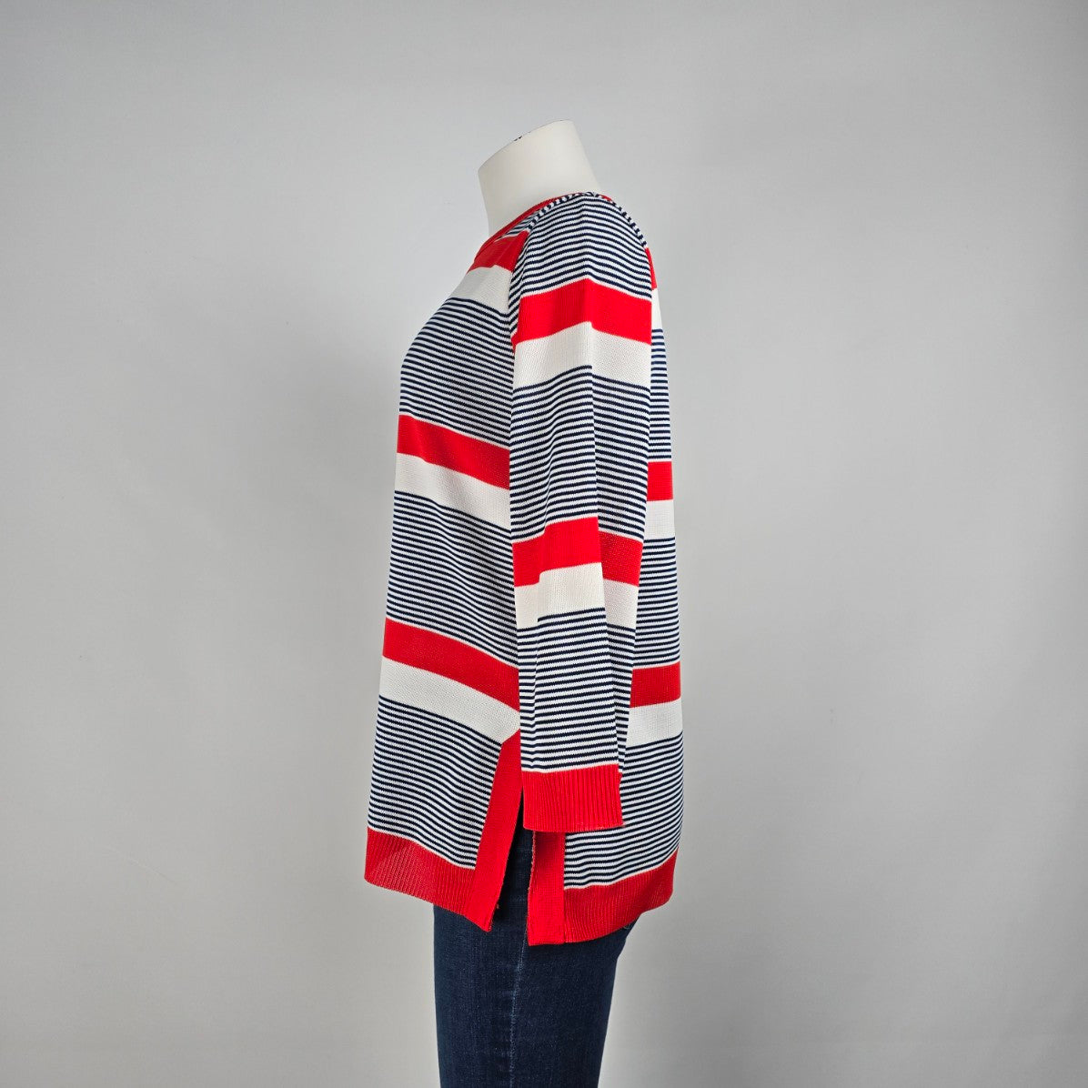 Vintage Elan Red Striped Bell Sleeve Top Size L