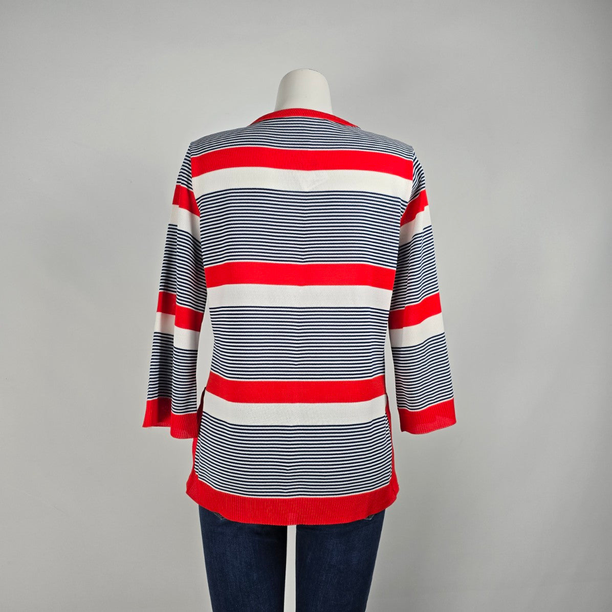 Vintage Elan Red Striped Bell Sleeve Top Size L