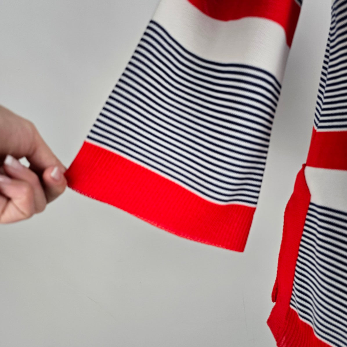 Vintage Elan Red Striped Bell Sleeve Top Size L
