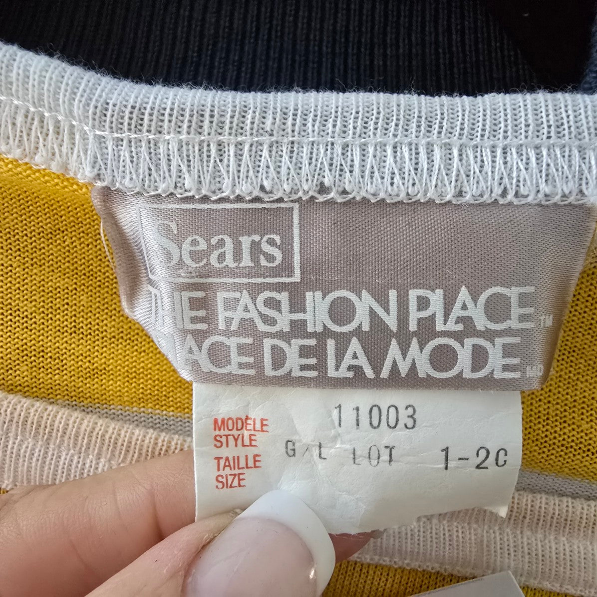 Vintage Sears Yellow Striped Top Size L