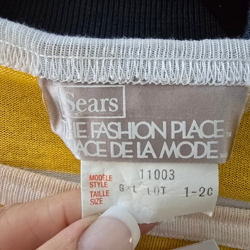 Vintage Sears Yellow Striped Top Size L