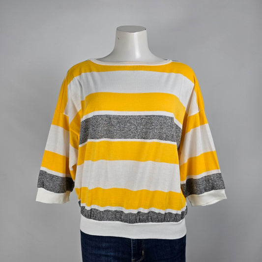 Vintage Sears Yellow Striped Top Size L