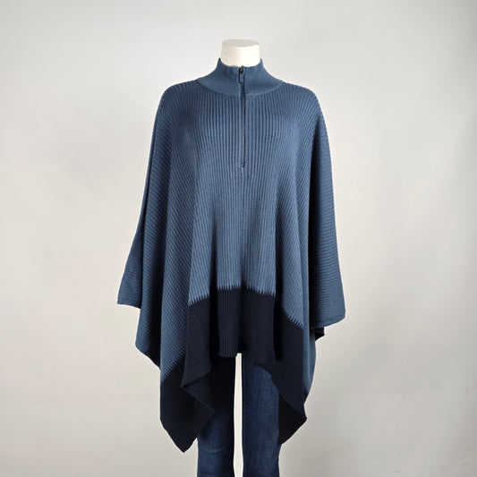 Lululemon Blue Knit On The Go Poncho Merino Wool One Size