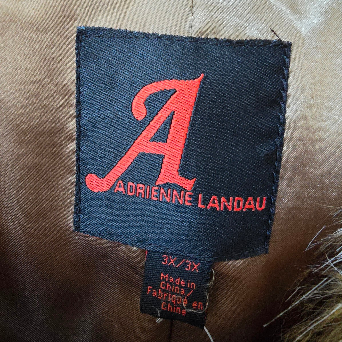 Adrienne Landau Brown Faux Fur Trimmed Poncho Jacket Size 3XL